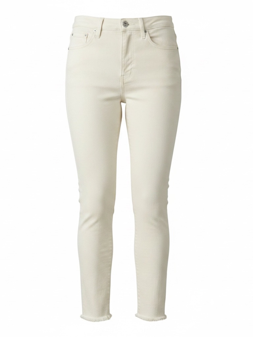 MOTHER white High-waist Cropped Skinny Jeans- Looker Ankle Fray style size 28.